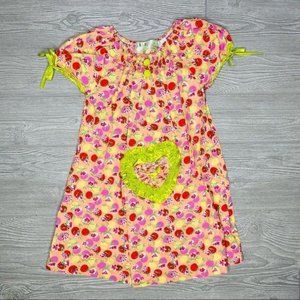 Lele vintage ruffle heart pocket floral dress sundress flowers boho 7/8